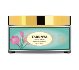 Tarunya Facial Ubtan is a gentle exfoliating treatment that is prepared with hand pounded herbs including Rose flower, Nagkesar, Yashtimadhu, Saffron & Almond Seeds.